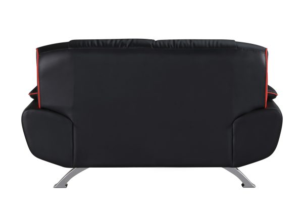 Two Piece Indoor Black Genuine Leather Five Person Seating Set