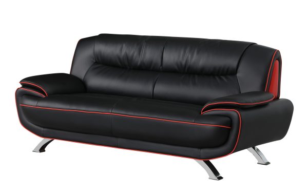 Two Piece Indoor Black Genuine Leather Five Person Seating Set - Image 2