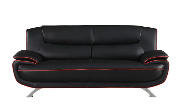 Two Piece Indoor Black Genuine Leather Five Person Seating Set - Image 3