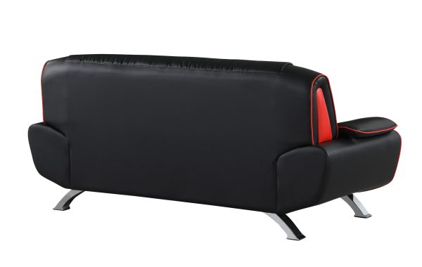 Two Piece Indoor Black Genuine Leather Five Person Seating Set - Image 4