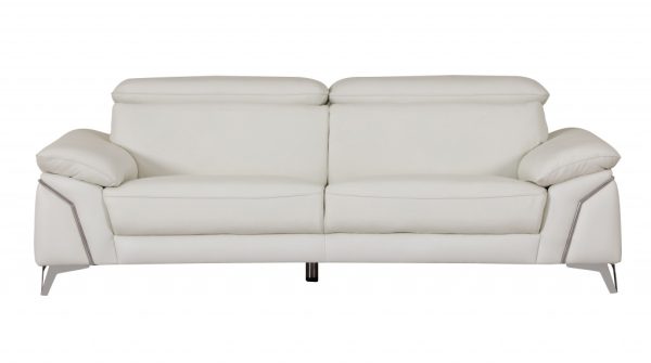 Two Piece Indoor White Italian Leather Five Person Seating Set - Image 3