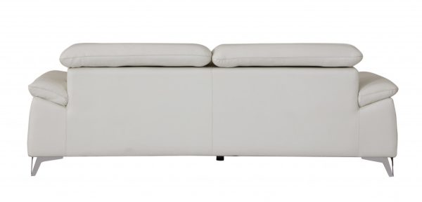 Two Piece Indoor White Italian Leather Five Person Seating Set - Image 4