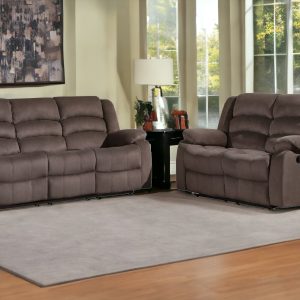 Two Piece Indoor Brown Microsuede Five Person Seating Set