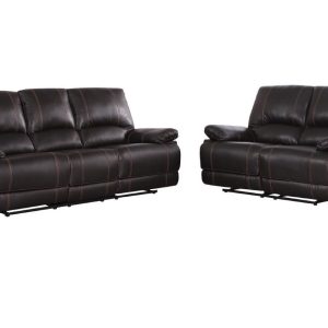 Two Piece Indoor Brown Faux Leather Five Person Seating Set