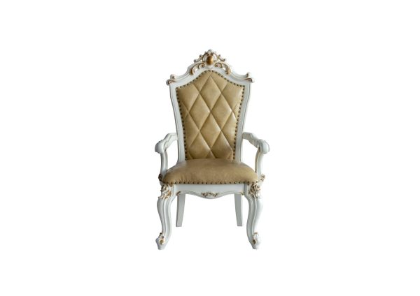 Set Of Two 27" Brown And White Faux Leather Tufted Side Chair - Image 4