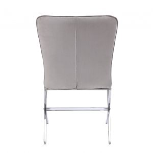 24" Beige Velvet And Silver Parsons Chair