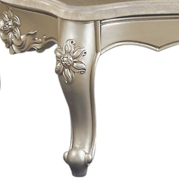 35" X 57" X 20" Marble Champagne Wood Coffee Table - Image 4