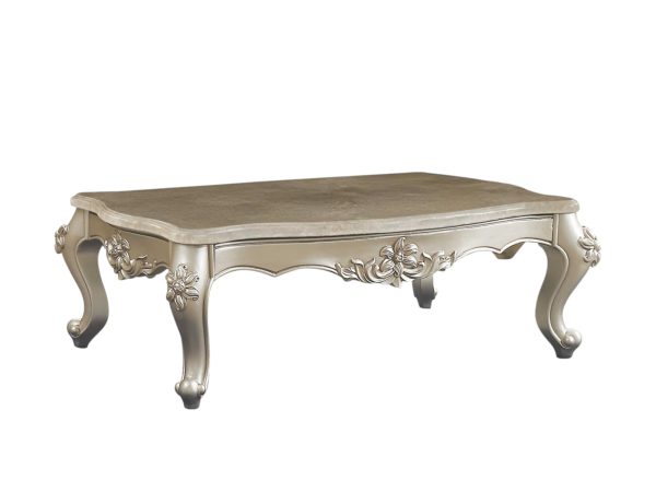 35" X 57" X 20" Marble Champagne Wood Coffee Table - Image 2