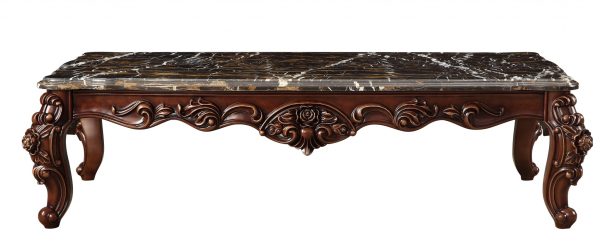 40" Dark Brown And Merlot Genuine Marble Rectangular Coffee Table - Image 2