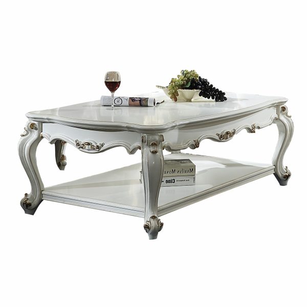 36" X 55" X 20" Antique Pearl Wood Poly-Resin Coffee Table - Image 3