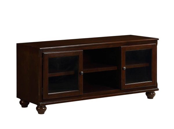 58" Brown Enclosed And Open Storage Wood And Glass TV Stand - Image 3