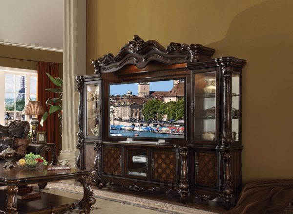 21" X 74" X 31" Cherry Oak Wood Poly Resin Glass Tv Console - Image 2