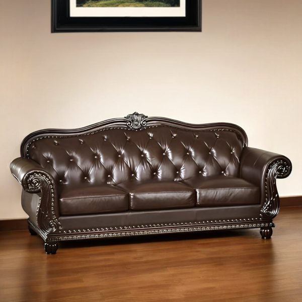 37" Espresso Top Grain Leather Sofa - Image 2