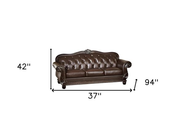 37" Espresso Top Grain Leather Sofa - Image 4