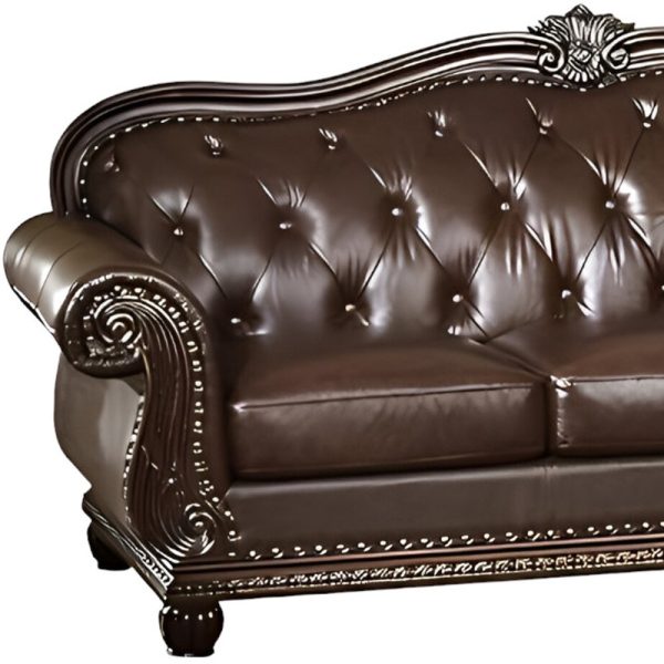 37" Espresso Top Grain Leather Sofa - Image 3