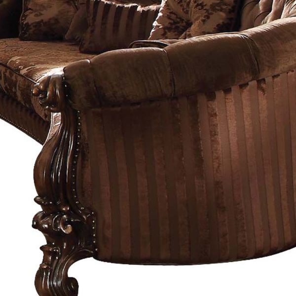 55" Brown Velvet Curved Sofa And Toss Pillows - Image 4