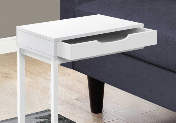 16" X 10.25" X 24.5" White Metal With A Drawer Accent Table - Image 4