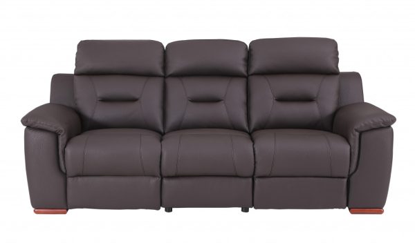 Three Piece Indoor Brown Genuine Leather Five Person Seating Set - Image 4