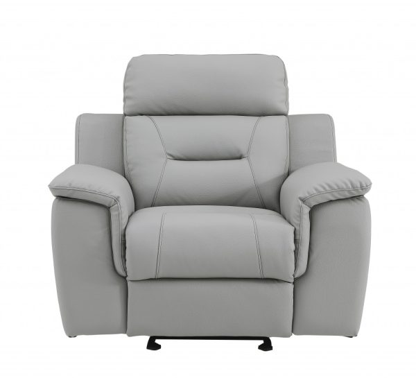 Three Piece Indoor Gray Genuine Leather Five Person Seating Set - Image 3