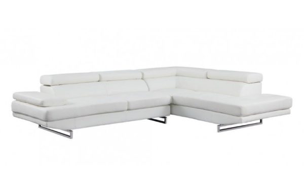 White Leather L Shaped Two Piece Corner Sectional - Image 4