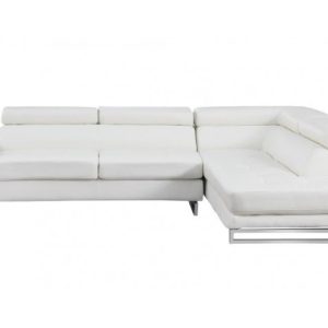 White Leather L Shaped Two Piece Corner Sectional