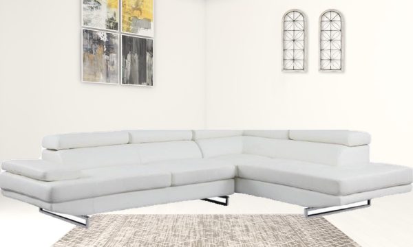 White Leather L Shaped Two Piece Corner Sectional - Image 2