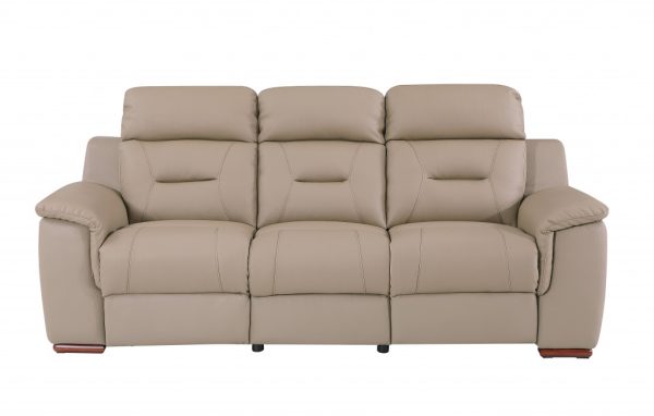 Two Piece Indoor Beige Genuine Leather Five Person Seating Set - Image 4