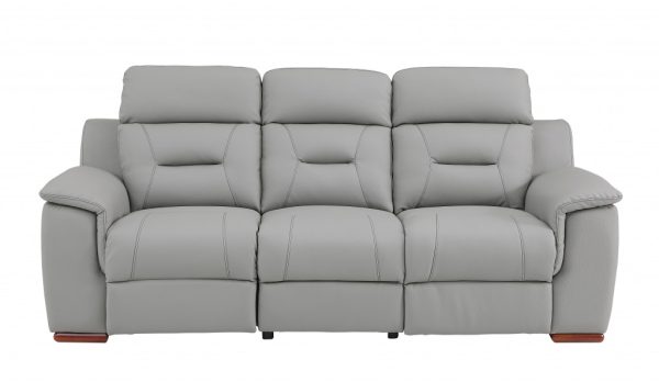 Two Piece Indoor Gray Genuine Leather Five Person Seating Set - Image 3