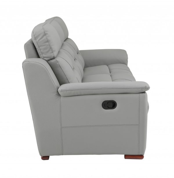 Two Piece Indoor Gray Genuine Leather Five Person Seating Set - Image 4
