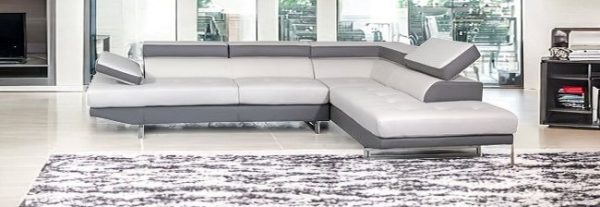 White Leather L Shaped Two Piece Corner Sectional - Image 2