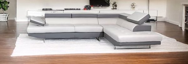 White Leather L Shaped Two Piece Corner Sectional - Image 3