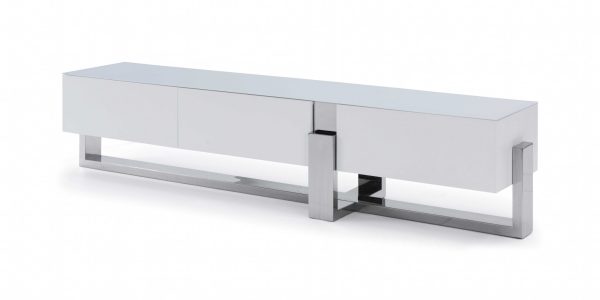91 X 18 X 19 White Stainless Steel Tv Unit - Image 2