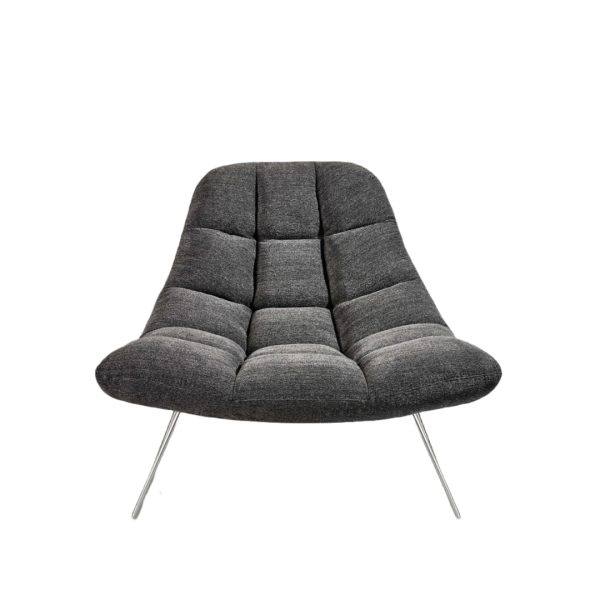 40" Gray And Silver Linen Tufted Lounge Chair - Image 2