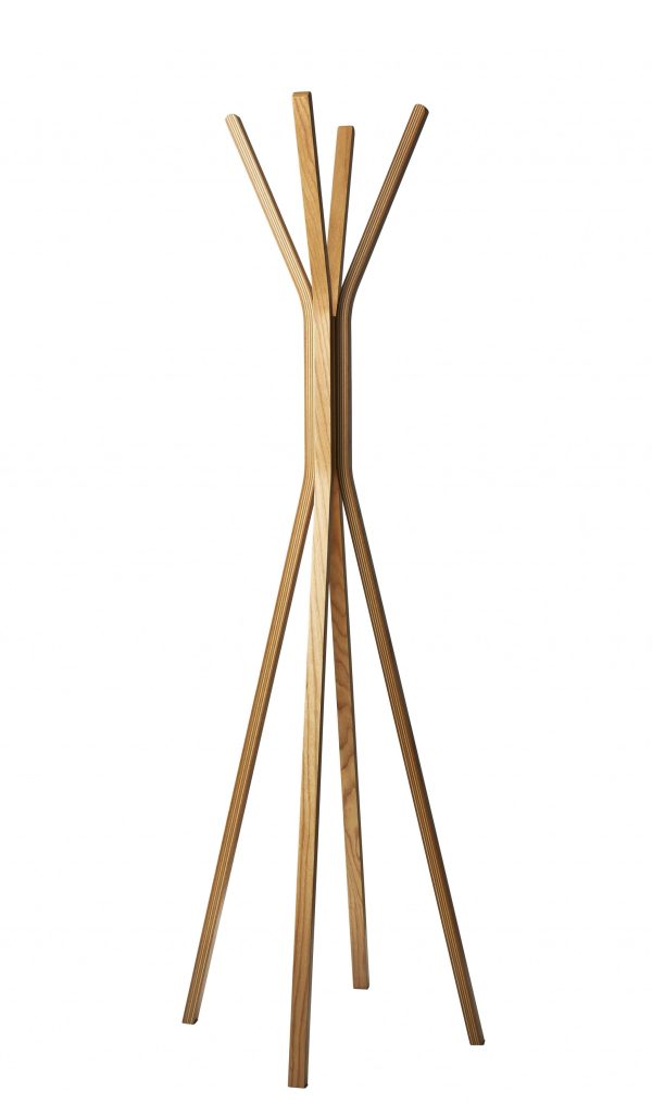 68" Natural Modern Wood Coat Tree Rack - Image 3