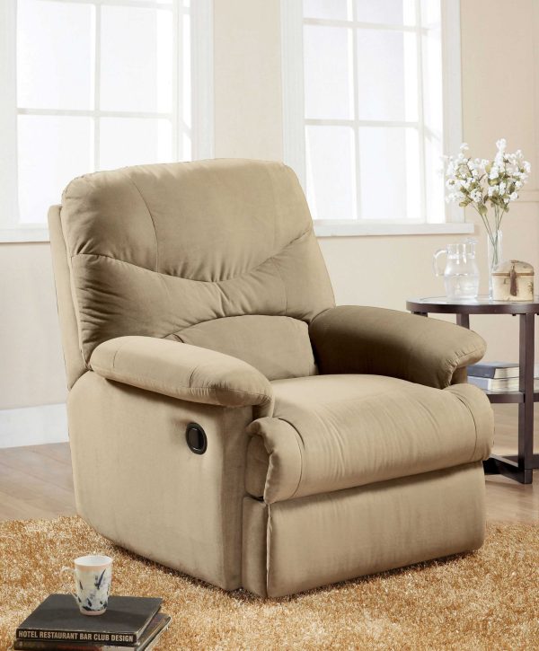 35" Beige Microfiber Recliner - Image 4