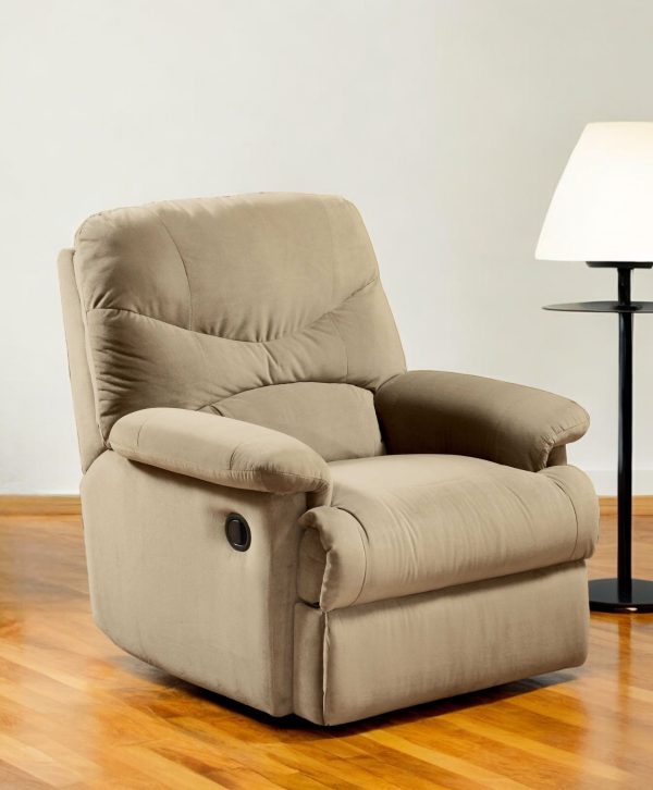 35" Beige Microfiber Recliner - Image 2