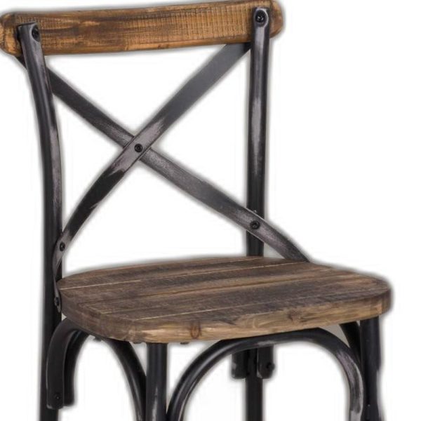 22" Brown And Black Iron Bar Chair - Image 4