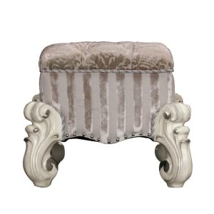 22" Ivory And Bone Fabric Floral Tufted Vanity Chair