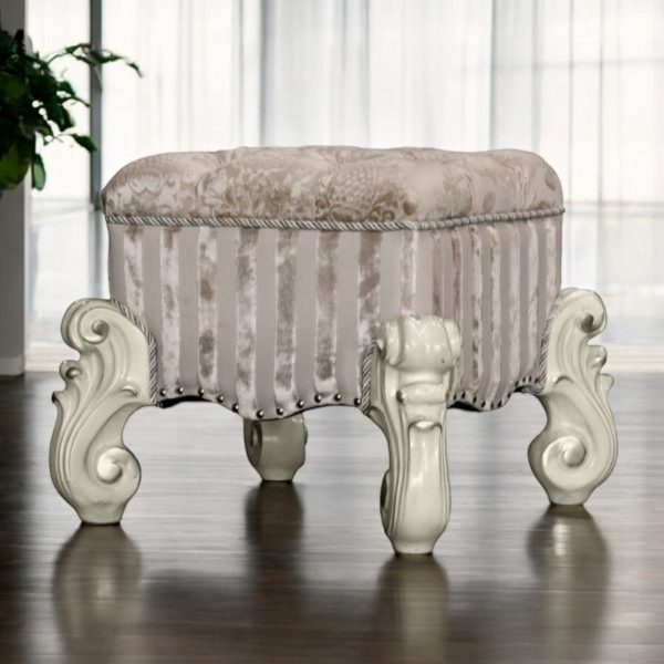 22" Ivory And Bone Fabric Floral Tufted Vanity Chair - Image 2