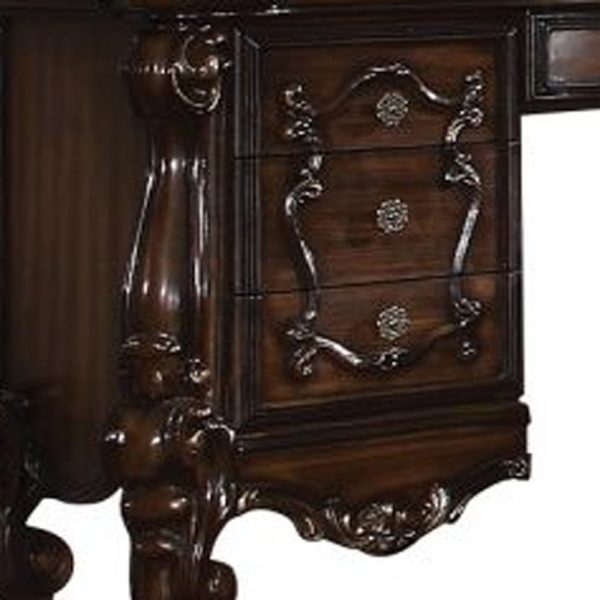 67" Brown Vanity Table With Seven Drawers - Image 4