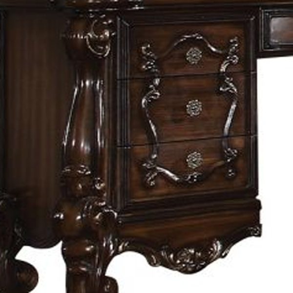 67" Brown Vanity Table With Seven Drawers - Image 3