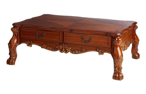 54" Brown Solid Wood Coffee Table With Two Drawers - Image 3