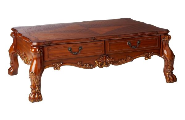 54" Brown Solid Wood Coffee Table With Two Drawers - Image 4