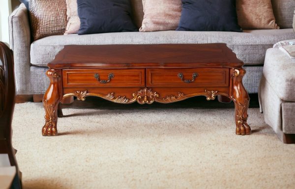 54" Brown Solid Wood Coffee Table With Two Drawers - Image 2