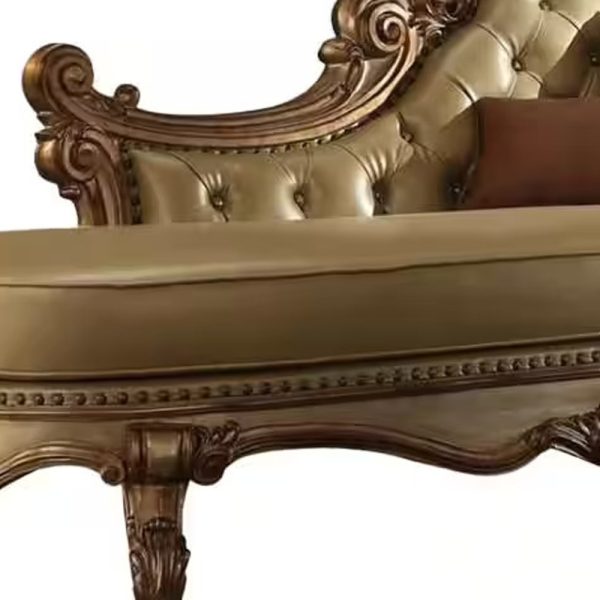 81" Bone And Pearl Faux Leather Tufted Lounge Chair - Image 4