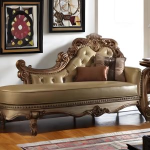 81" Bone And Pearl Faux Leather Tufted Lounge Chair