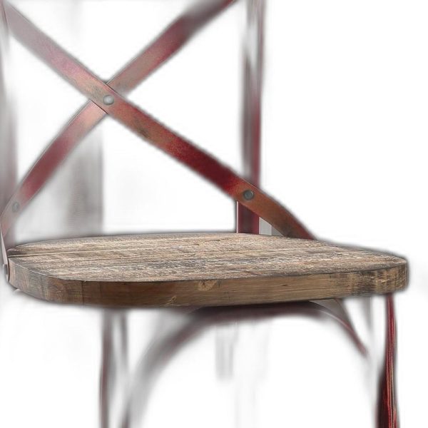 21" Brown And Red Iron Bar Chair - Image 3