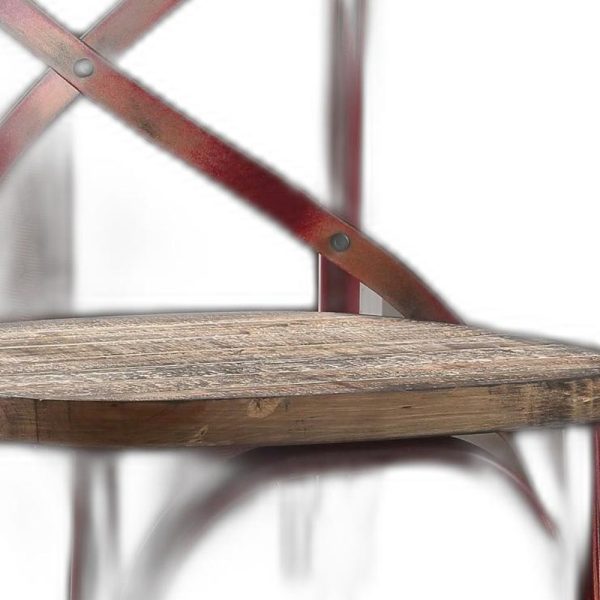 21" Brown And Red Iron Bar Chair - Image 4