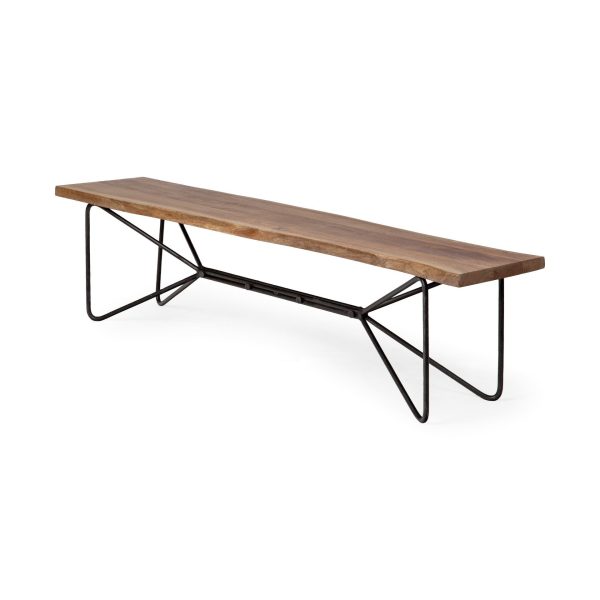 16" Brown and Black Dining Bench - Image 4