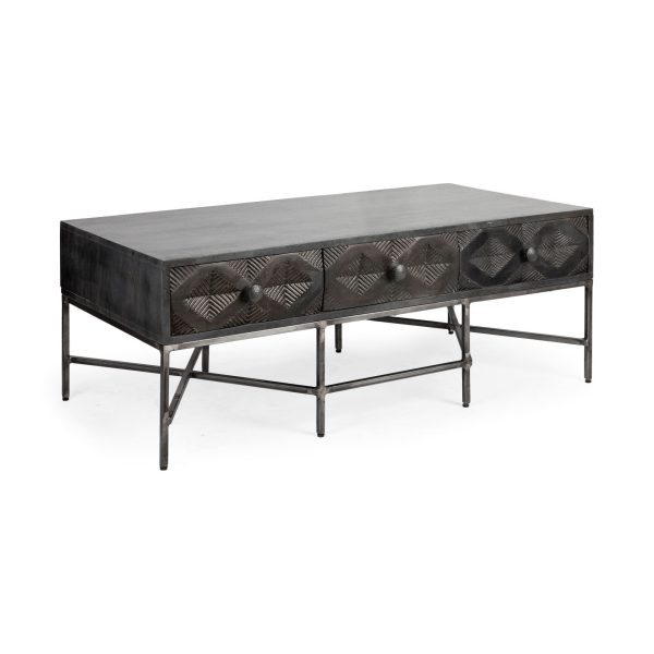 Rectangular Solid Wood Coffee Table W 3 Drawers - Image 2